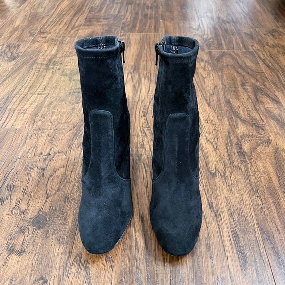 Valentino • Stretch-Suede Sock Boots ankle booties block heeled zip leather - Picture 3 of 16